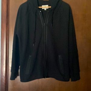 American Eagle XL Black hooded zip light jacket